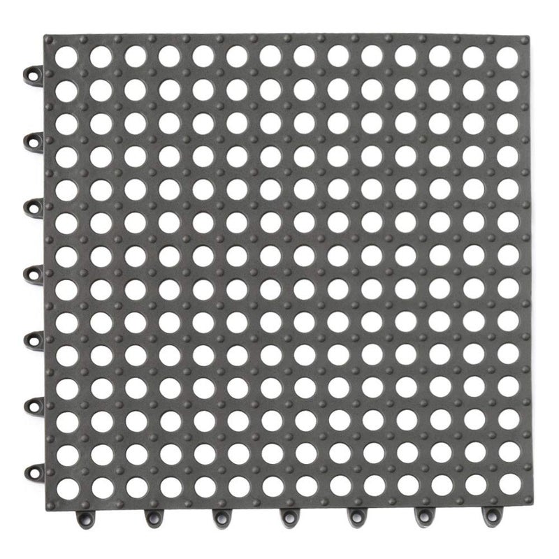 ALFEEL 10Pcs Interlocking Soft PVC Non-Slip Tile Splicing Waterproof Mat Drain Pool Shower Bath Kitchen Cushion 11.8" x 11.8" Mats Thin Type (11.8" x 11.8", Gray) - Image 5